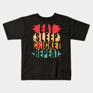 Eat sleep cricket repeat Kids T-Shirt